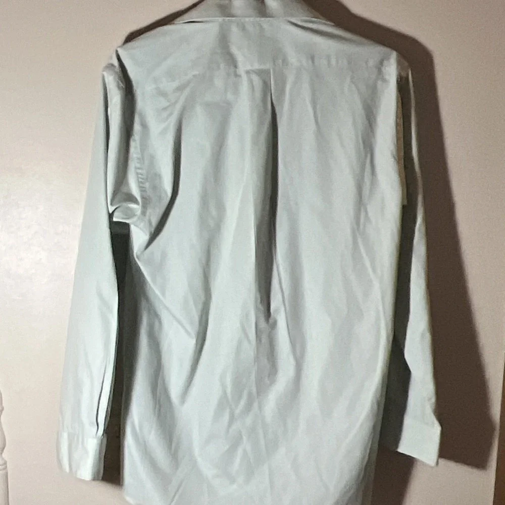 Valerio Garati Men's Dress Shirt 15 32/33 Light Green Easy Care Polyester Cotton